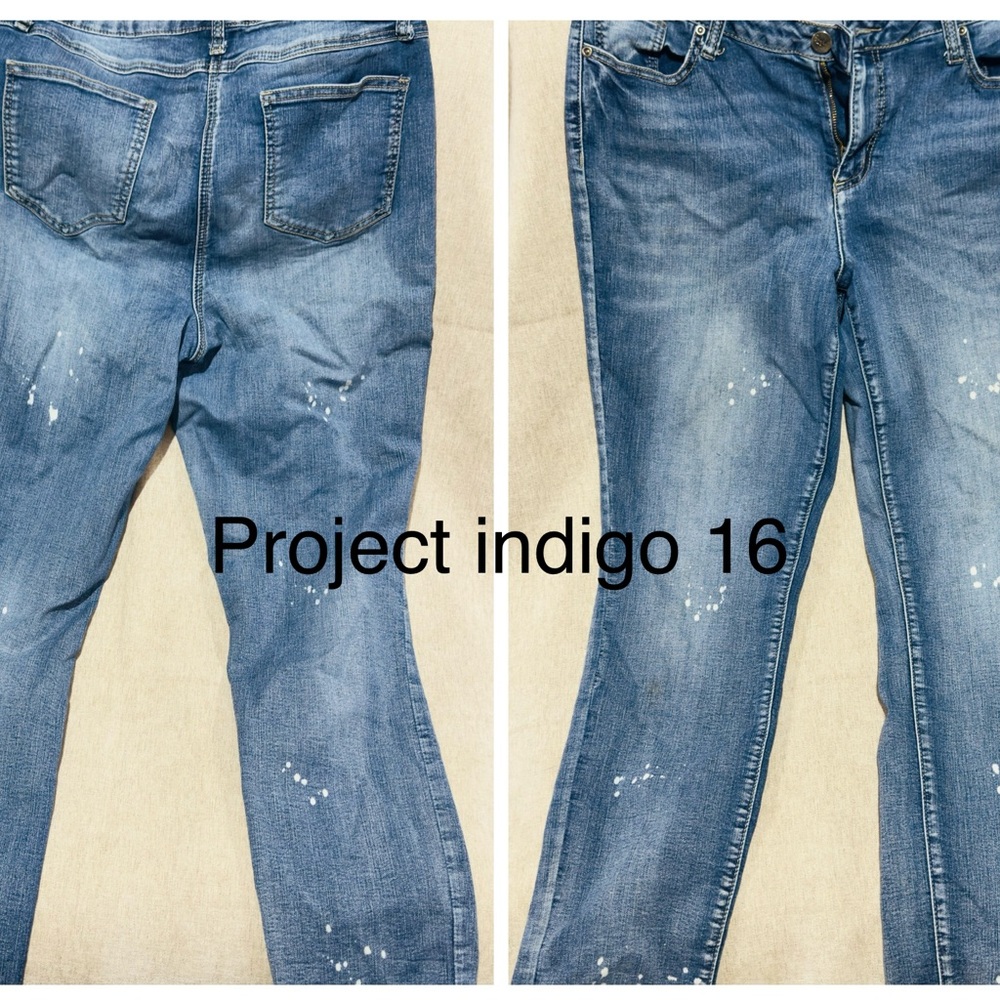 Women's High-Rise Blue Paint-Detail Jeans
